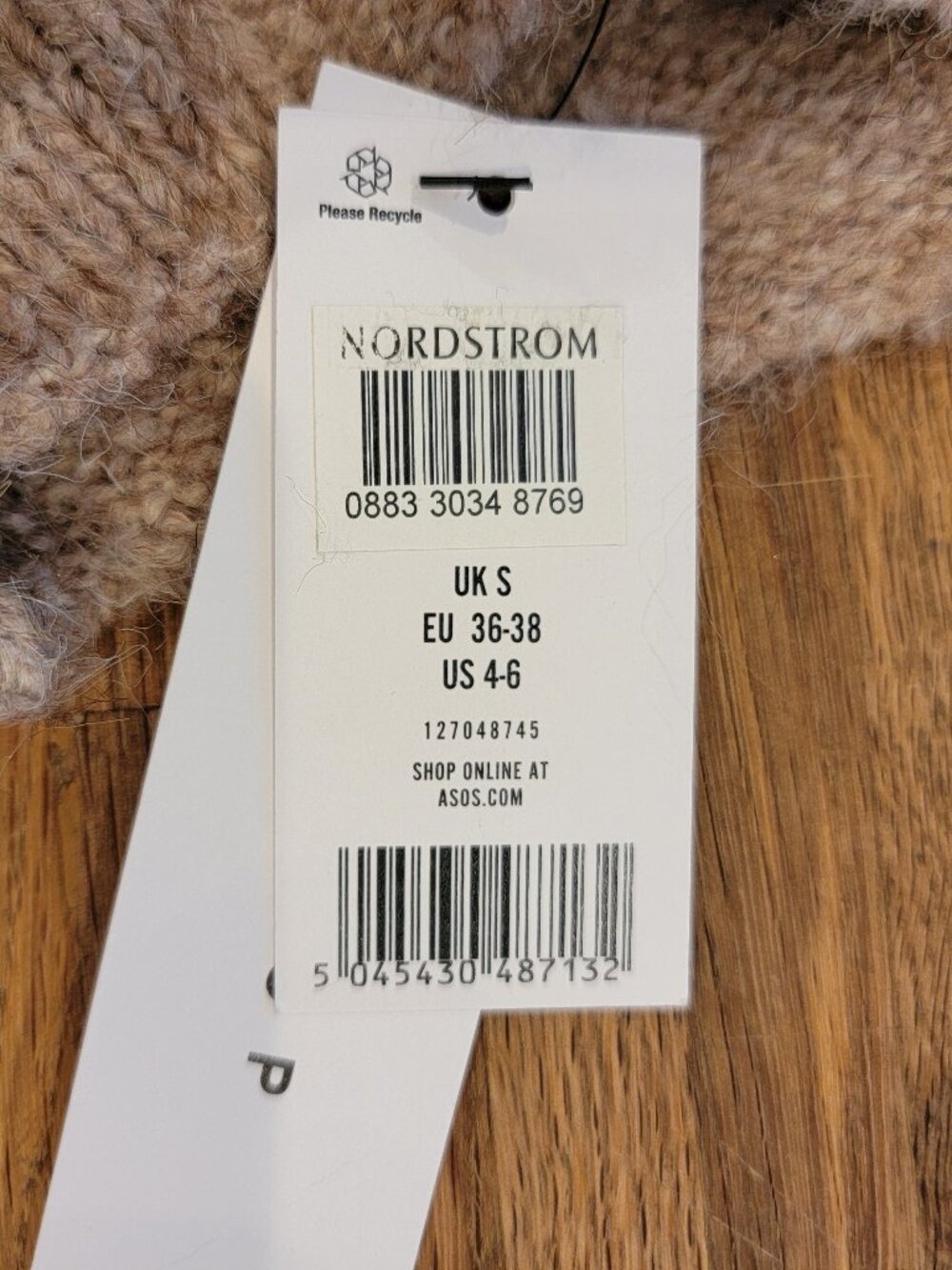 Topshop knitted oversized funnel neck wide rib mini dress in mushroom - Picture 10 of 13